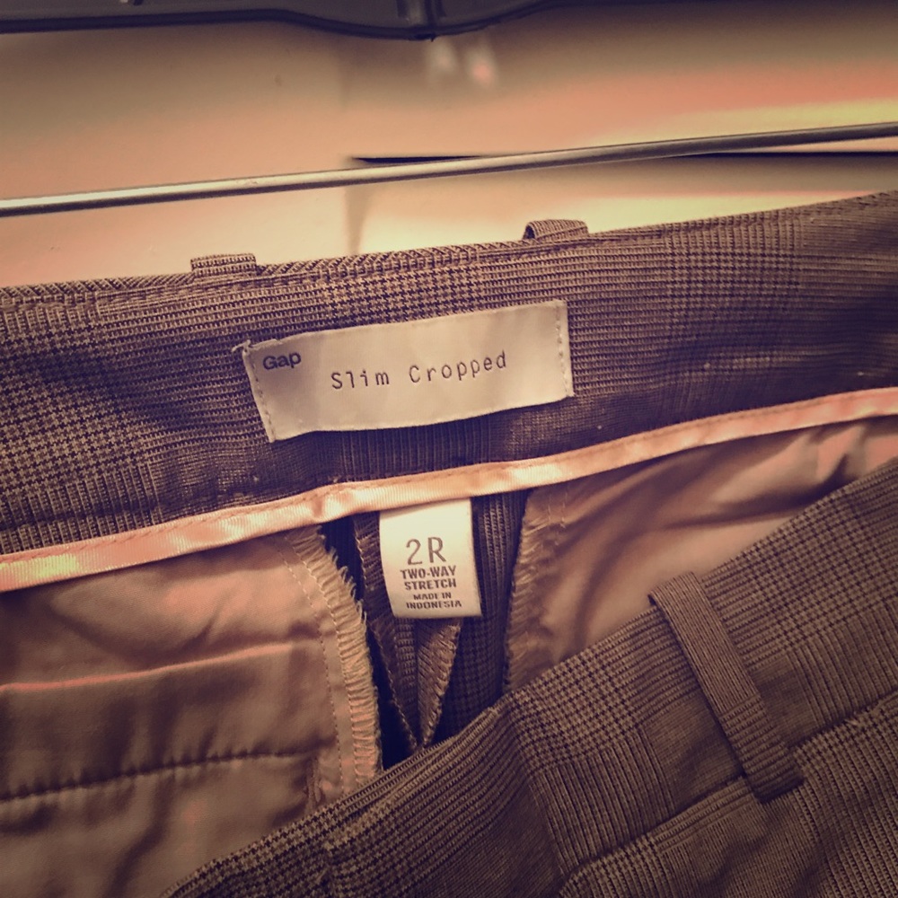 Tan checked gap pants, 2R.